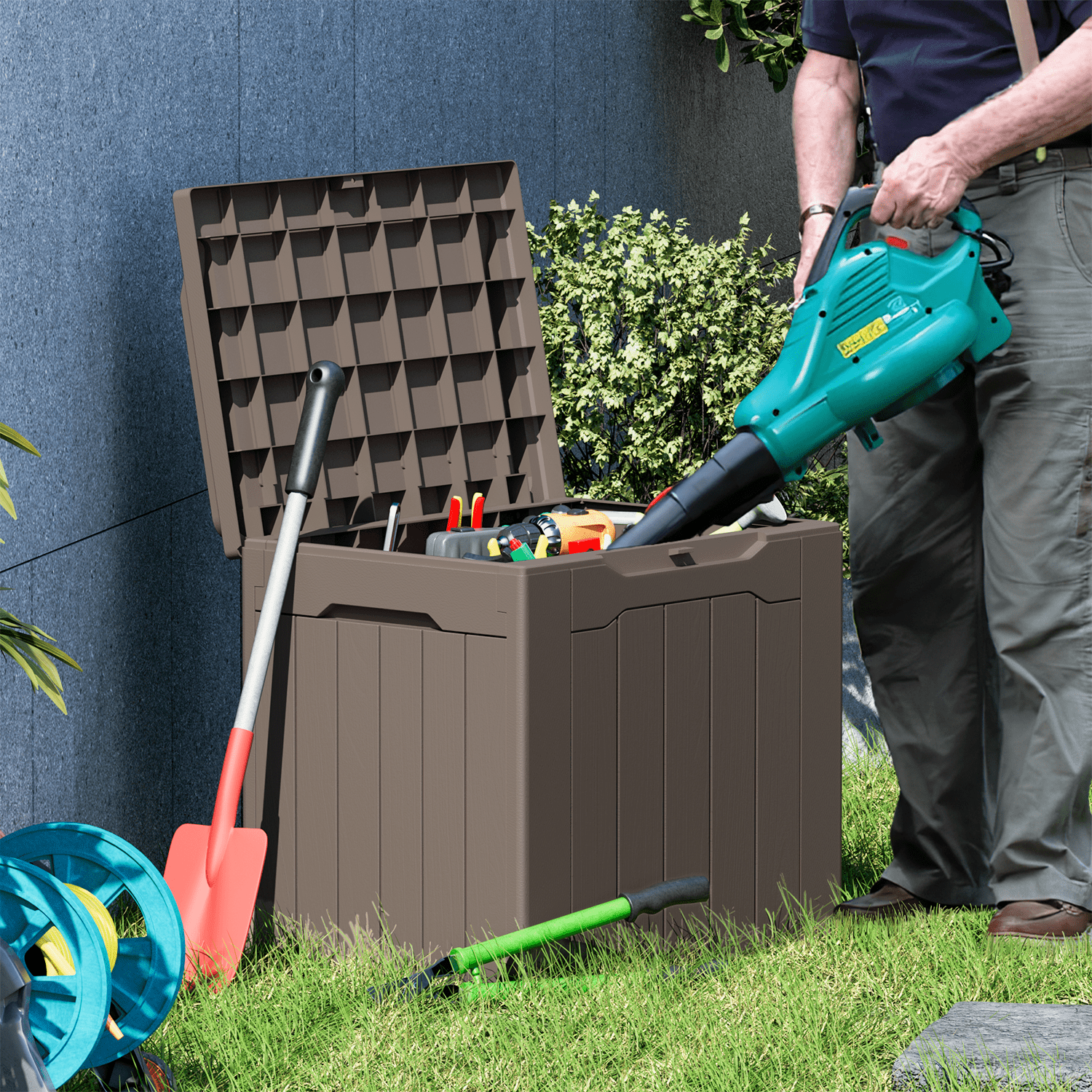 Vineego All-Weather 32 Gallon Patio Deck Box with Seat,Brown