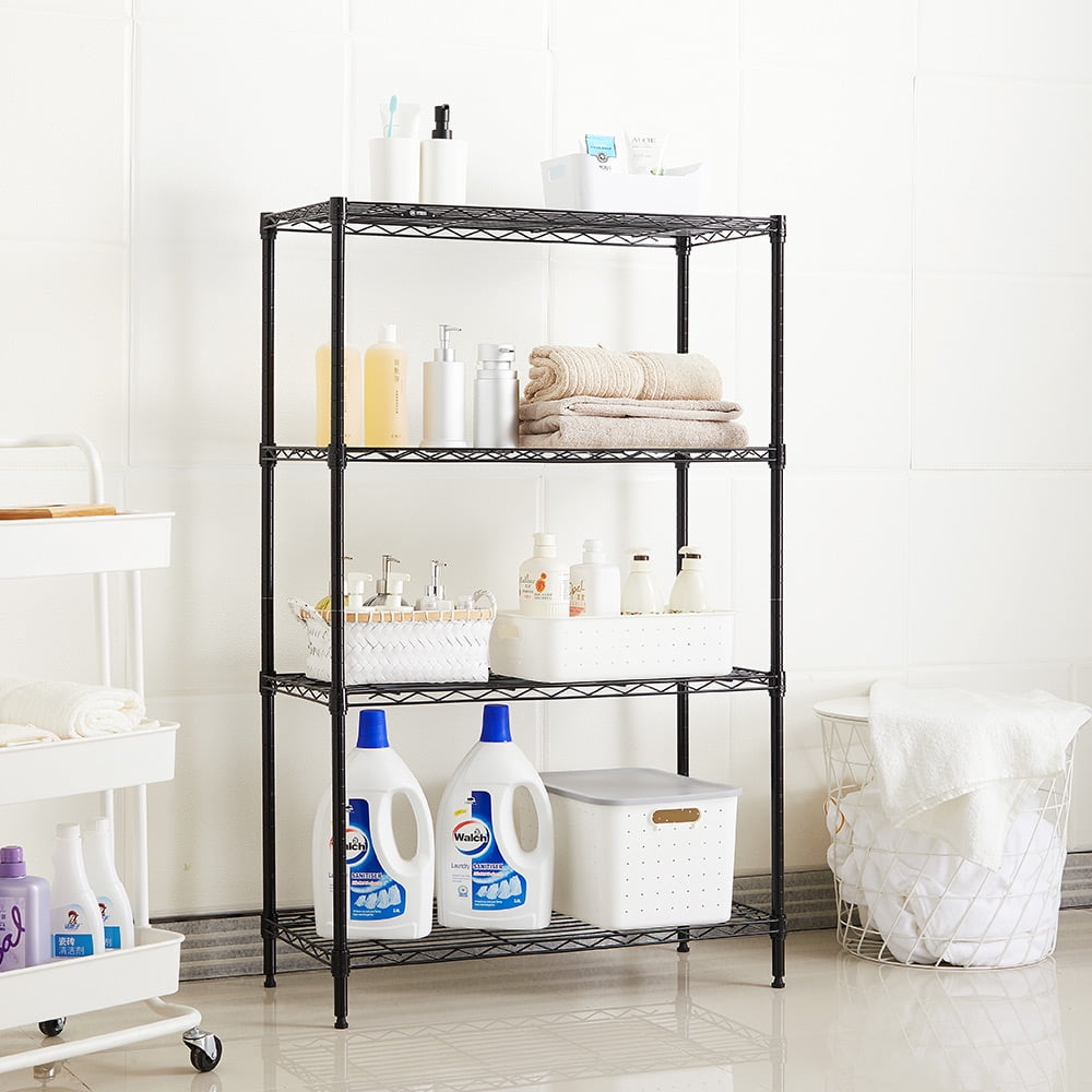 4 tier black coating shelving unit 14x30x47in