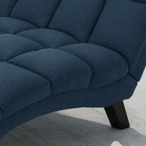Kaniel Tufted Fabric Double Chaise by Christopher Knight navy blue + dark espres