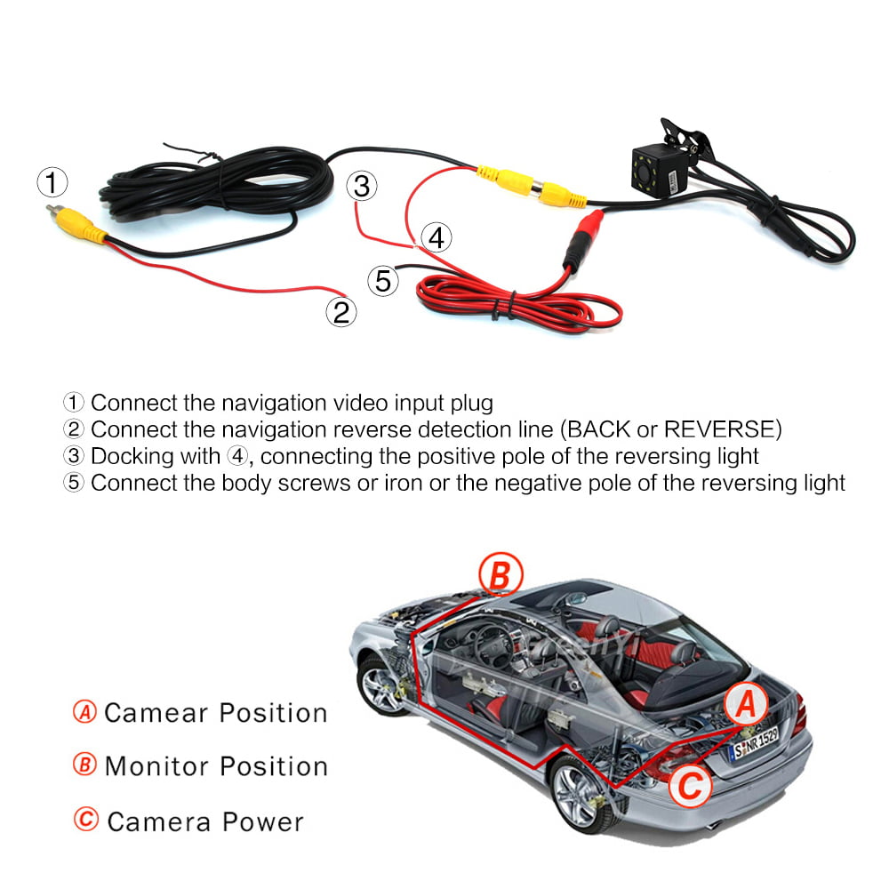 Universal Waterproof 170° AHD Night Vision Car Pickup Reverse Backup Rear View Parking Camera Kit