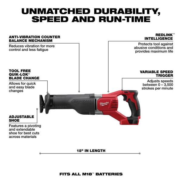 M18 18V Lithium-Ion Cordless Compact Drill/Impact/Multi-Tool/Circular Saw/Recip Saw Combo Kit (5-Tool) W/ Grinder