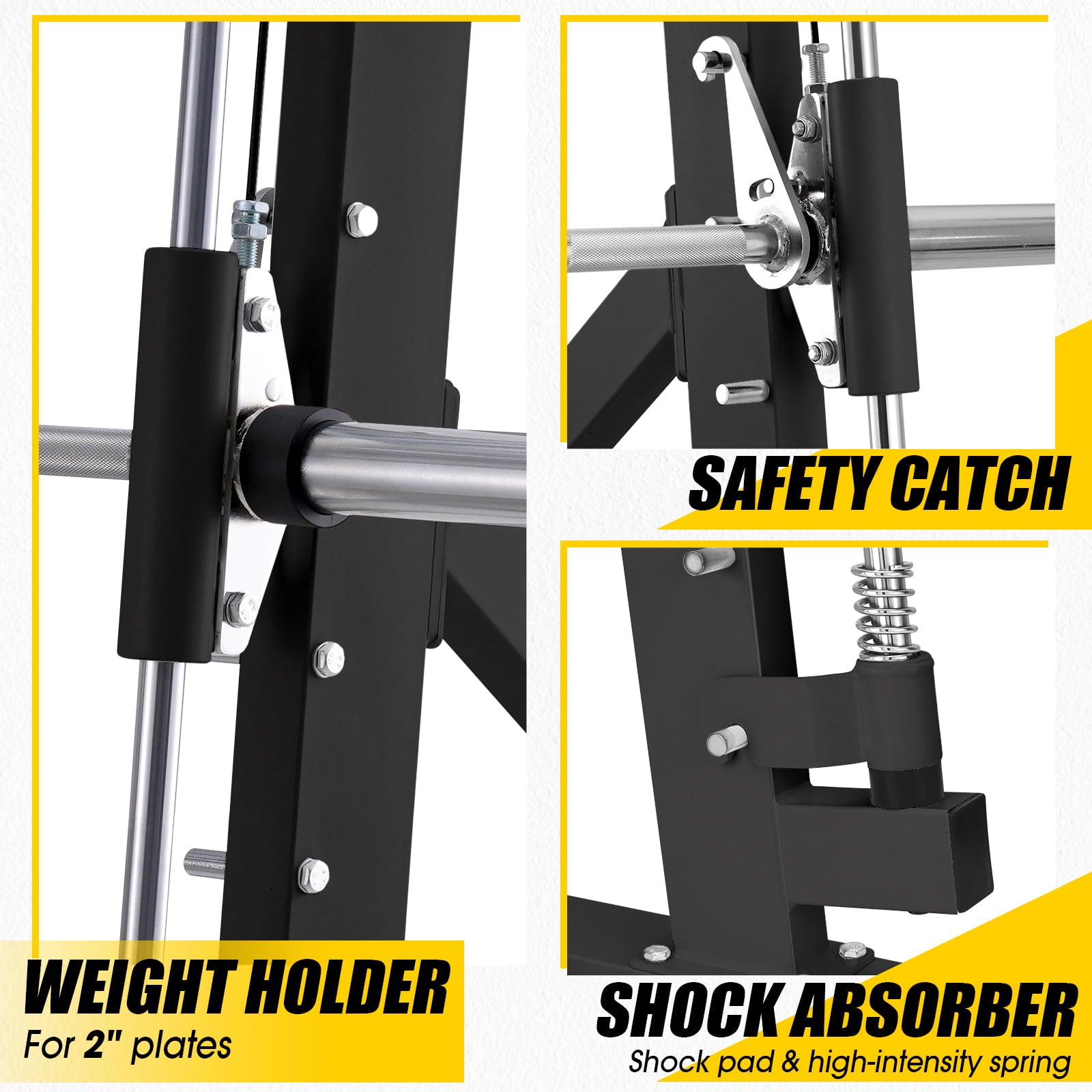 syedee Smith Machine Home Gym, Power Rack Cage with Linear Bearing,Commercial Grade(Black)