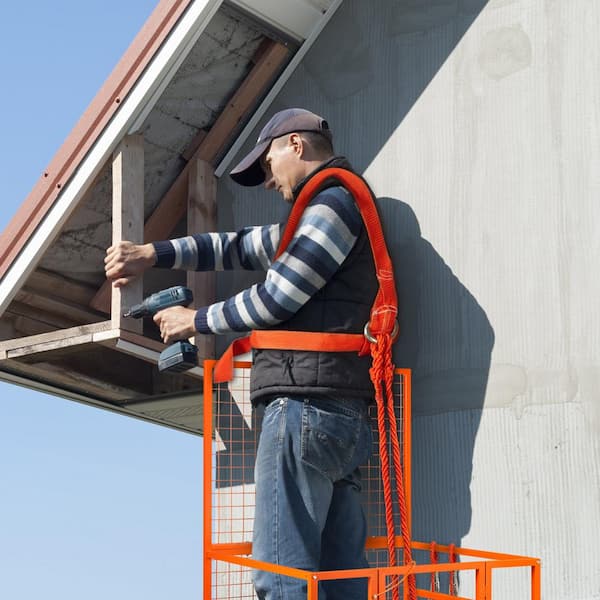 Forklift Safety Cage Work Platform 43 X 45 in. 1400 lbs. Forklift Work Platform with Wheels, Orange