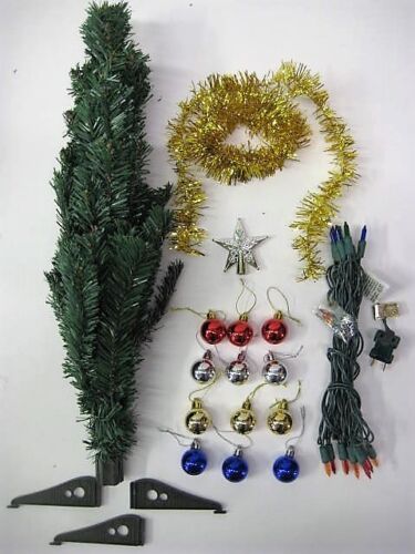 2 Ft Artificial PVC Christmas Tree W/Stand/UL Light string/Ornamen<wbr/>ts/Garland