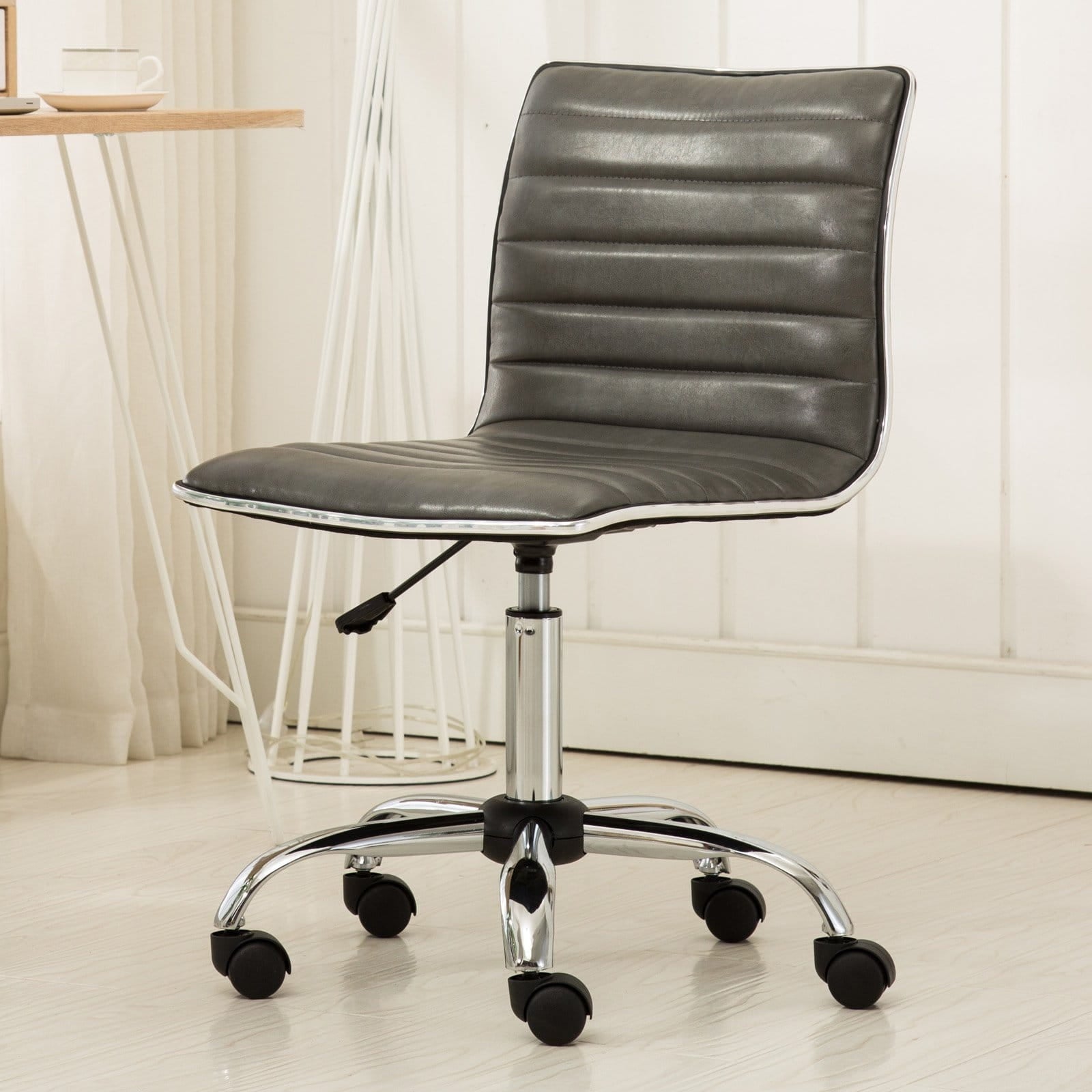 Roundhill Furniture Fremo Chromel Adjustable Air Lift Office Chair, Gray