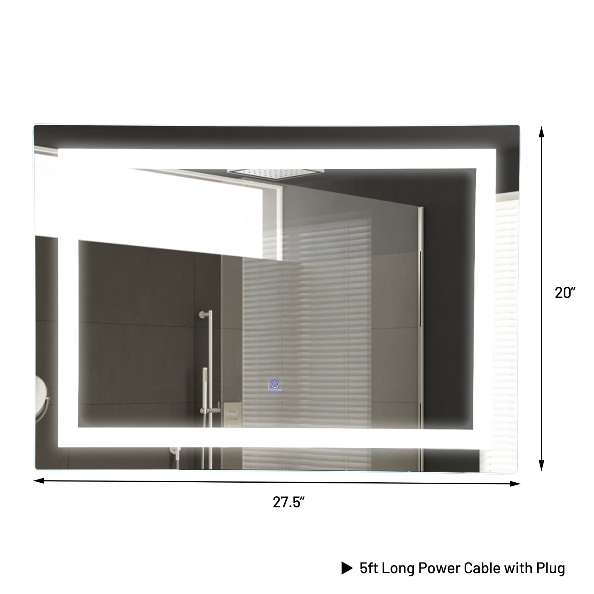 Costway Bathroom LED Mirror Wall-mounted 3-Color Dimmable Touch Button Rectangle