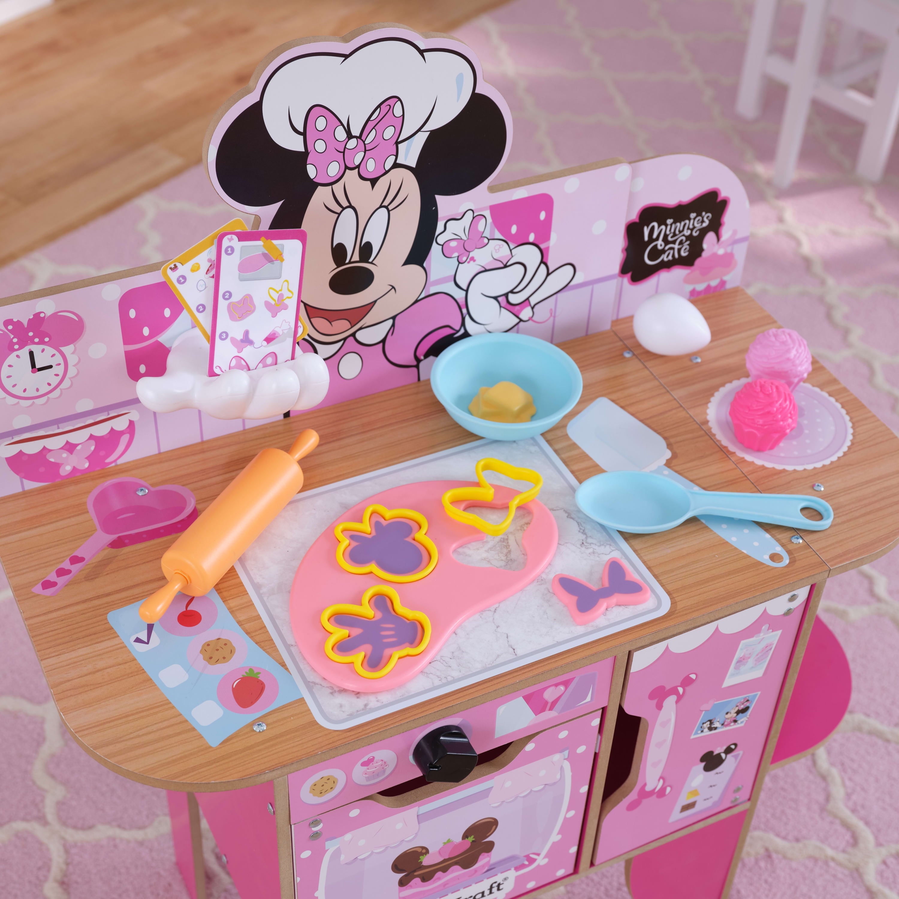 KidKraft Minnie Mouse Wooden Bakery & Café Toddler Play Kitchen