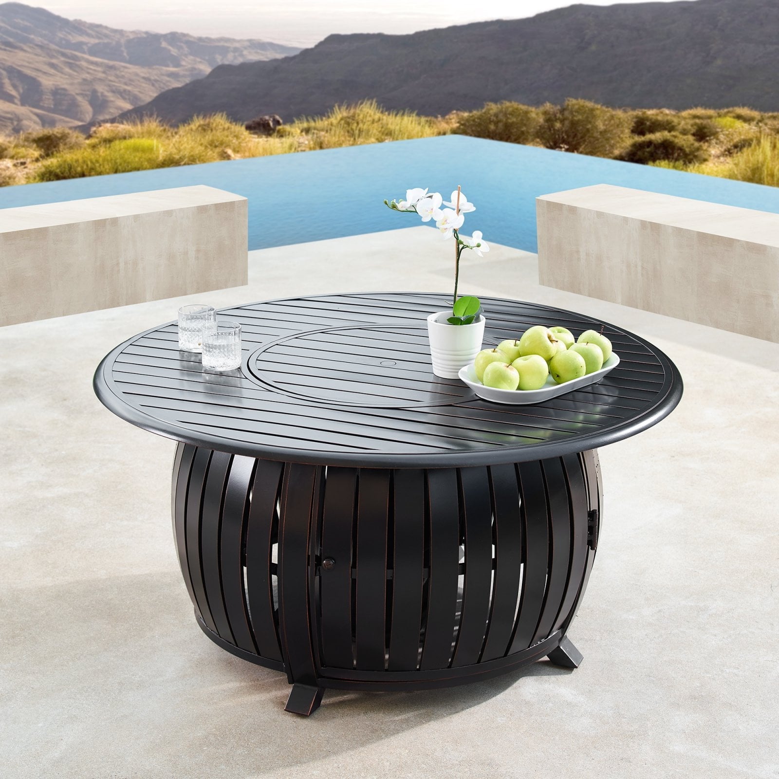 Oakland Living Italy 44 in. Round Propane Fire Pit Table