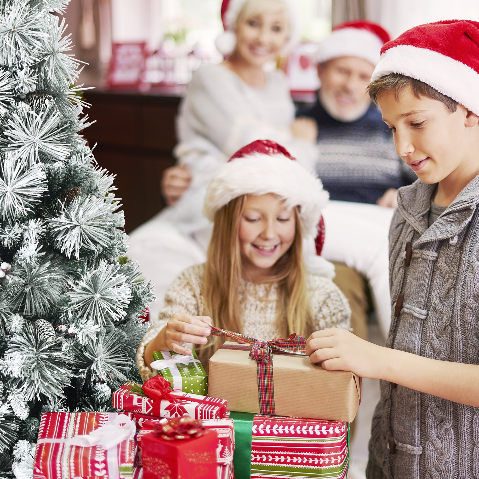 Costway 7ft Snow Flocked Christmas Tree Glitter Tips w/ Pine Cone & Red Berries