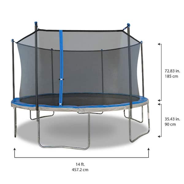 Trujump 14 ft. Trampoline with 6-Pole Enclosure in Blue