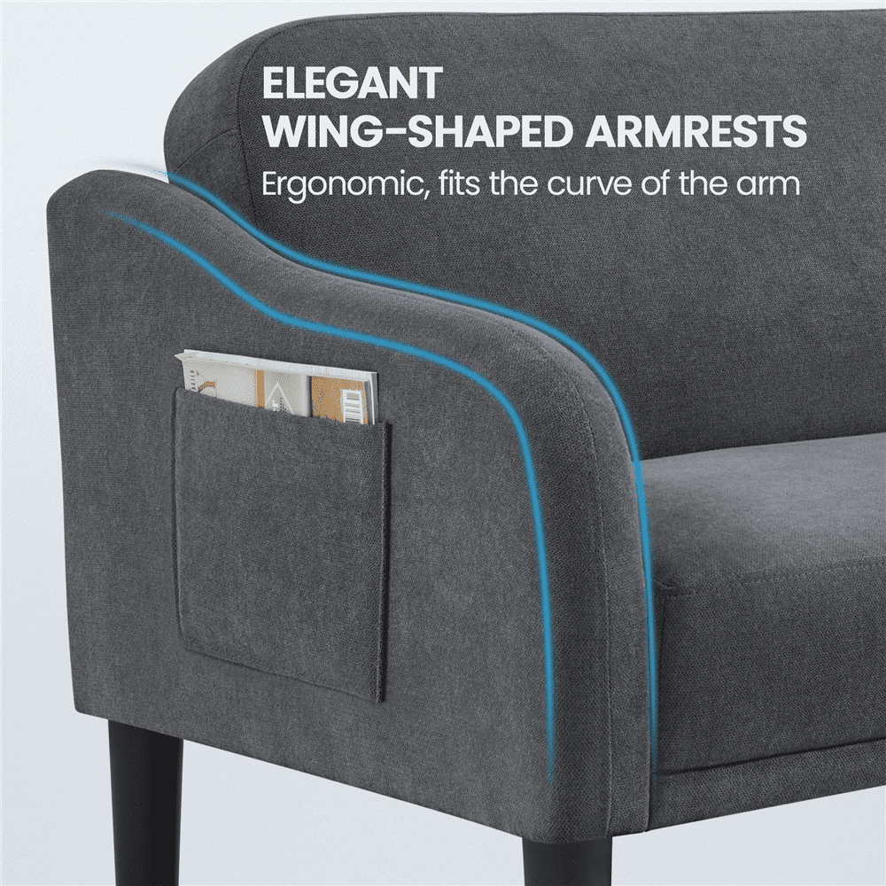 Topeakmart Fabric-Upholstery Convertible Futon Sofa Bed with Adjustable Split Back, Dark Gray