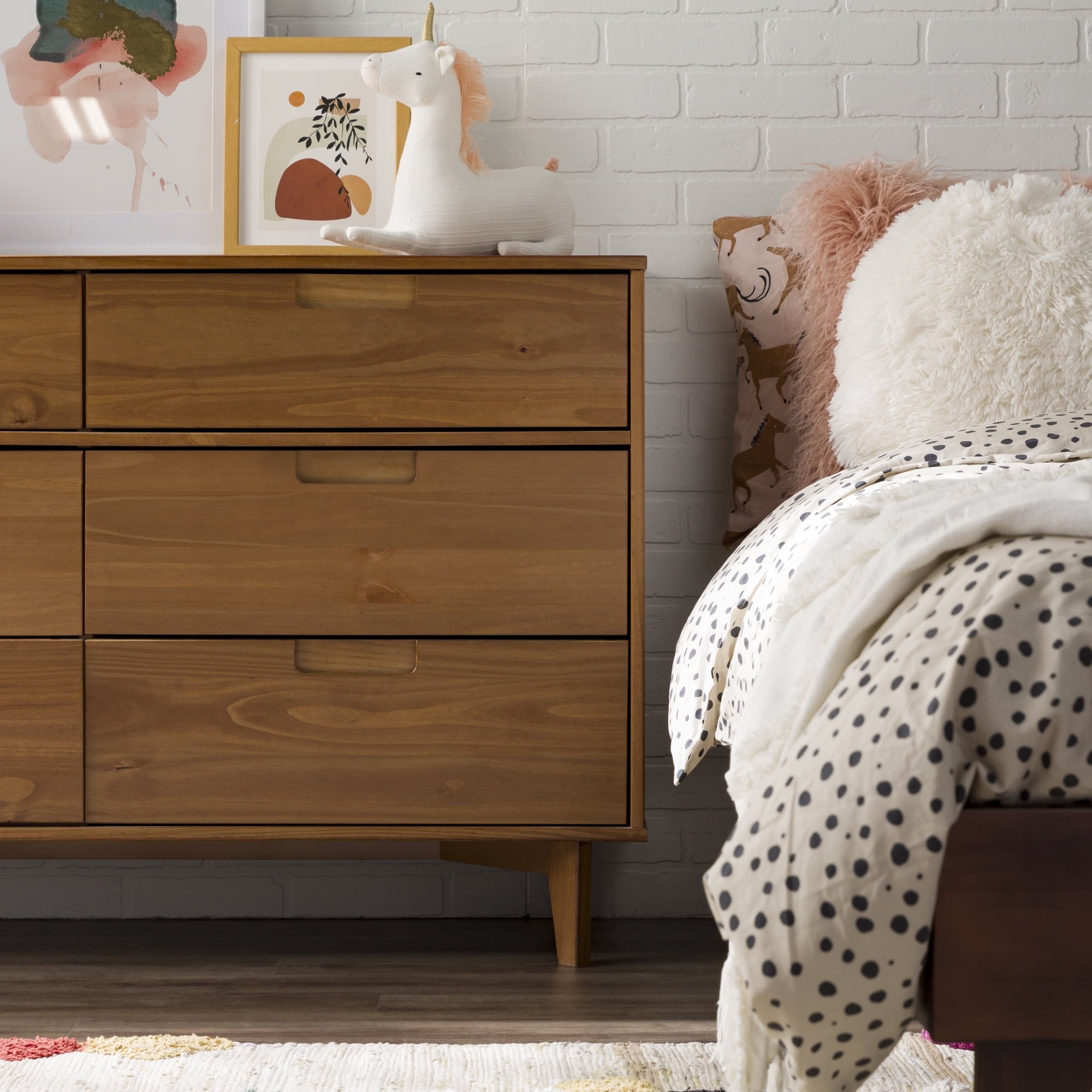 Walker Edison Sonoma 6-Drawer Solid Wood Caramel Dresser