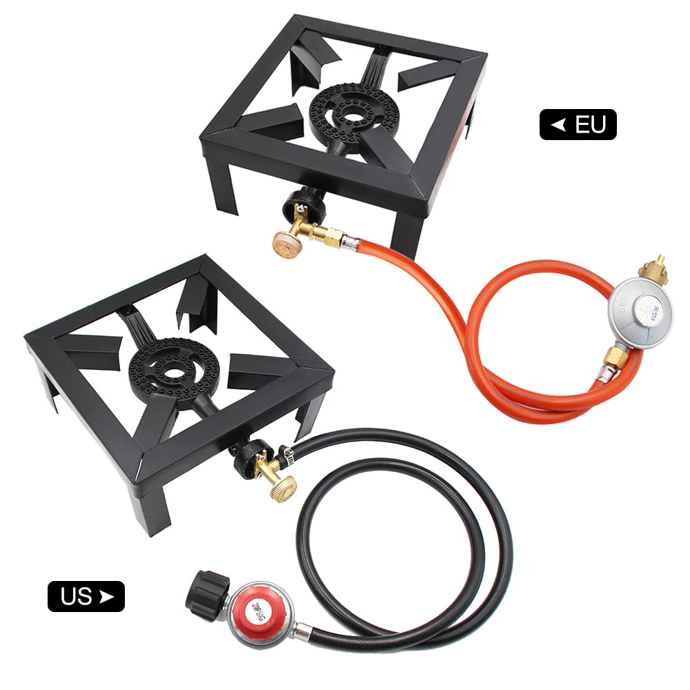 8KW Propane Cooker Single Burner Stove Gas Outdoor Cooking Camping Stand BBQ Grill with High Pressure Propane Regulator Hose