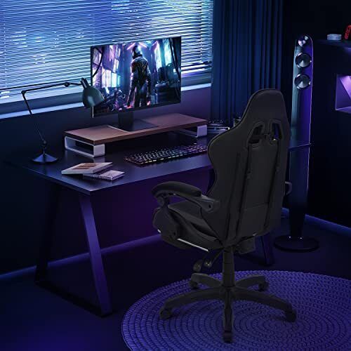 Gaming Chair with Footrest High Back Video Game Chair with Headrest & Lumbar ...