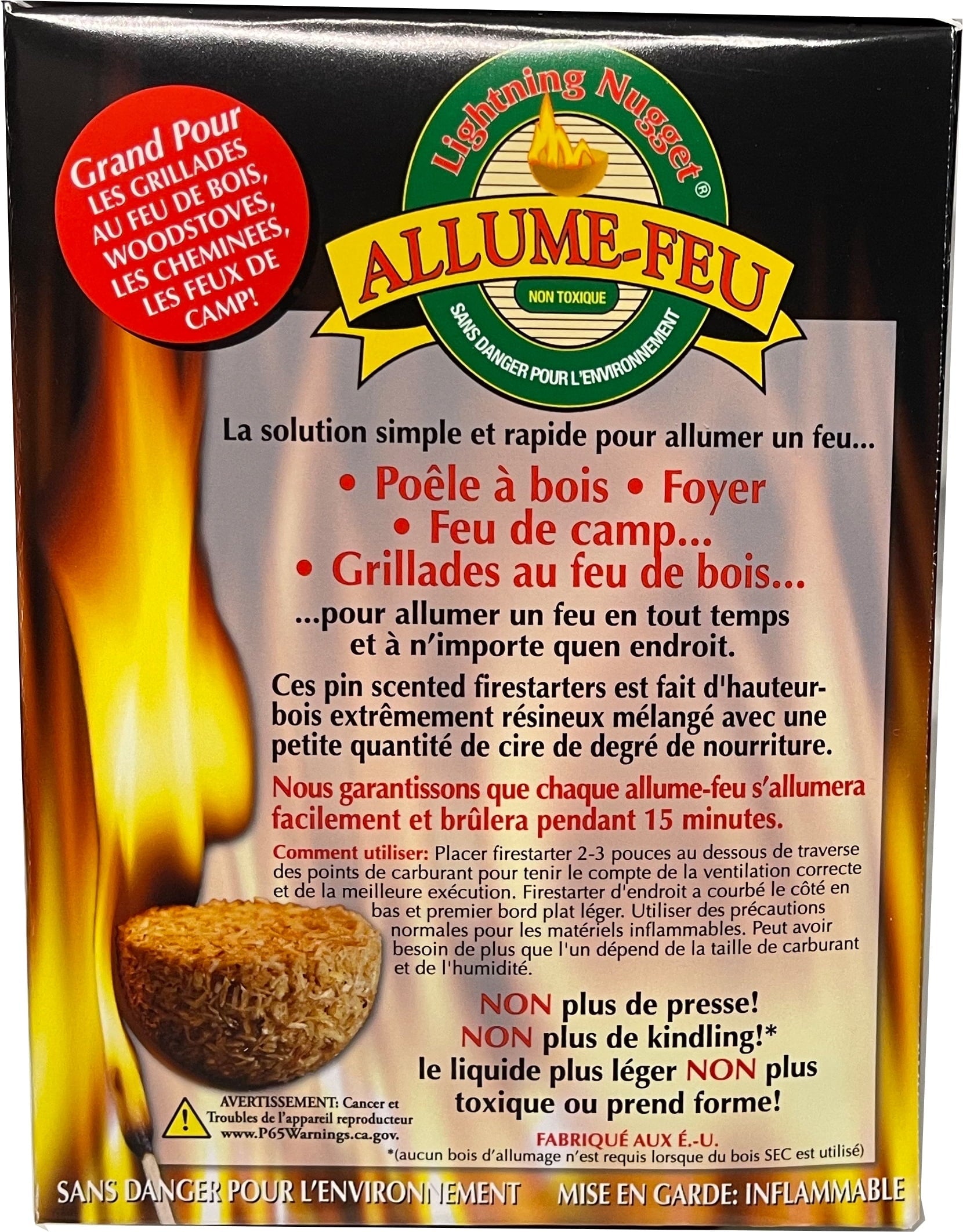 Lightning Nuggets - All Natural Fire Starters - Lightning Nugget 35 Count box with each nugget measuring 2 1/8