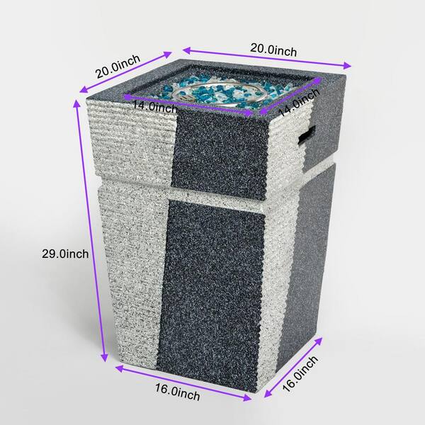 29.1 in. H Gray Square Outdoor Concrete Propane Fire Pit Table