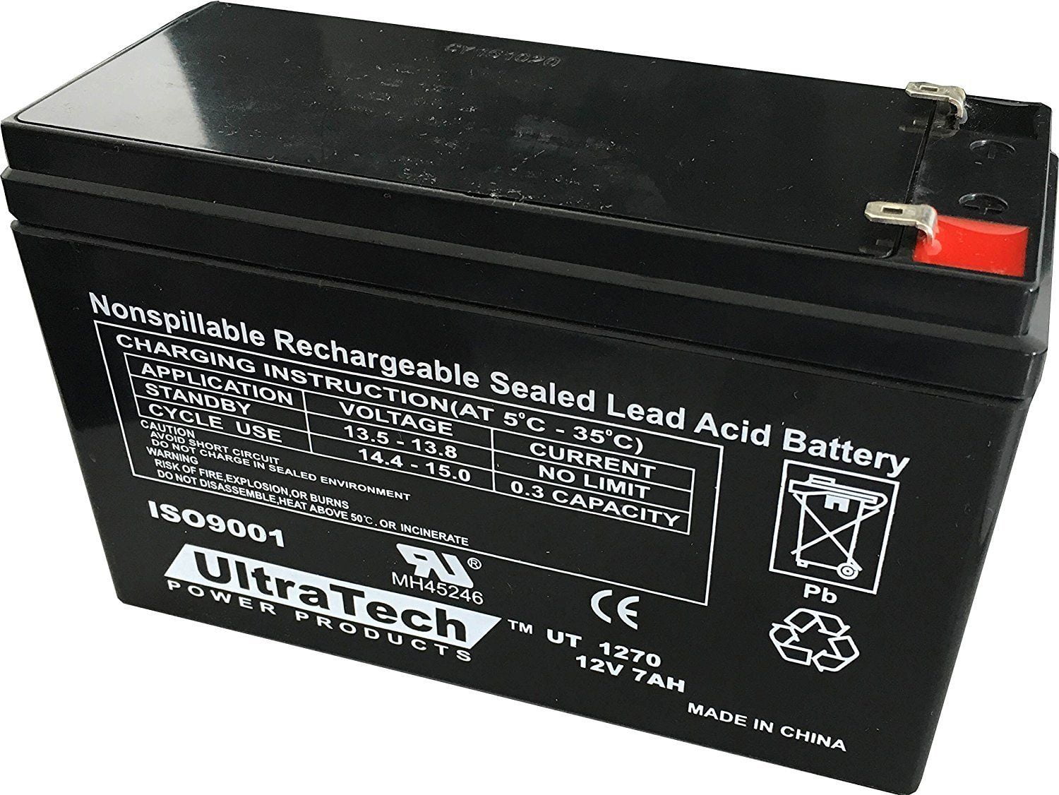 UltraTech UT1270 12V 7 Ah Sealed Lead Acid Alarm Battery UT-1270