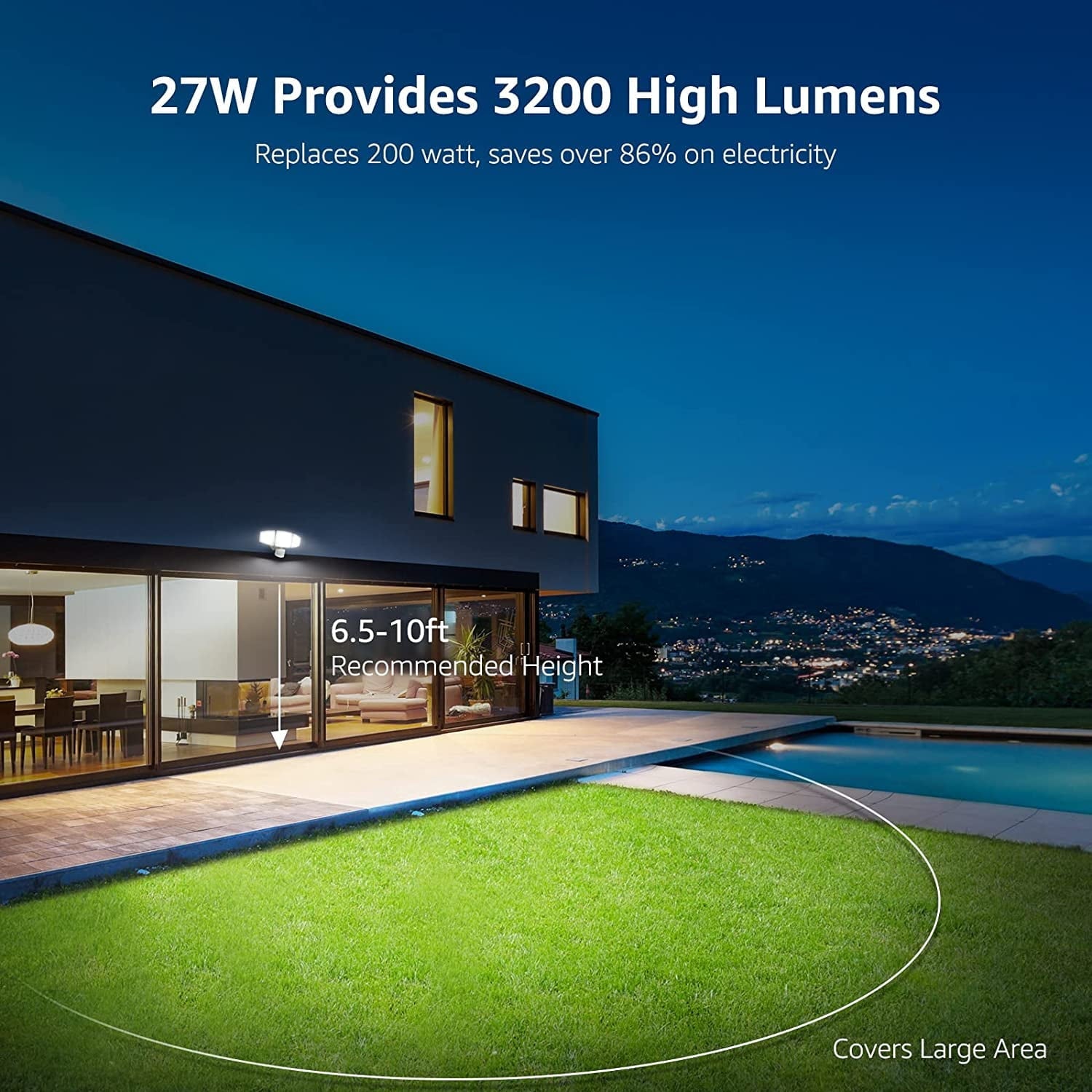 Lepro LED Motion Sensor Flood Lights for Outside Enhanced Home Security ,3200LM 27W,White