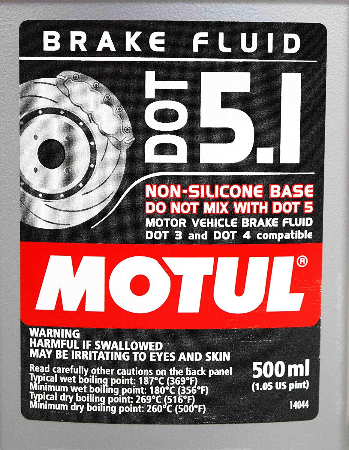 Motul (4 Pack) 100950 100% Synthetic Brake Dot 5.1 Brake Fluid 500 ml
