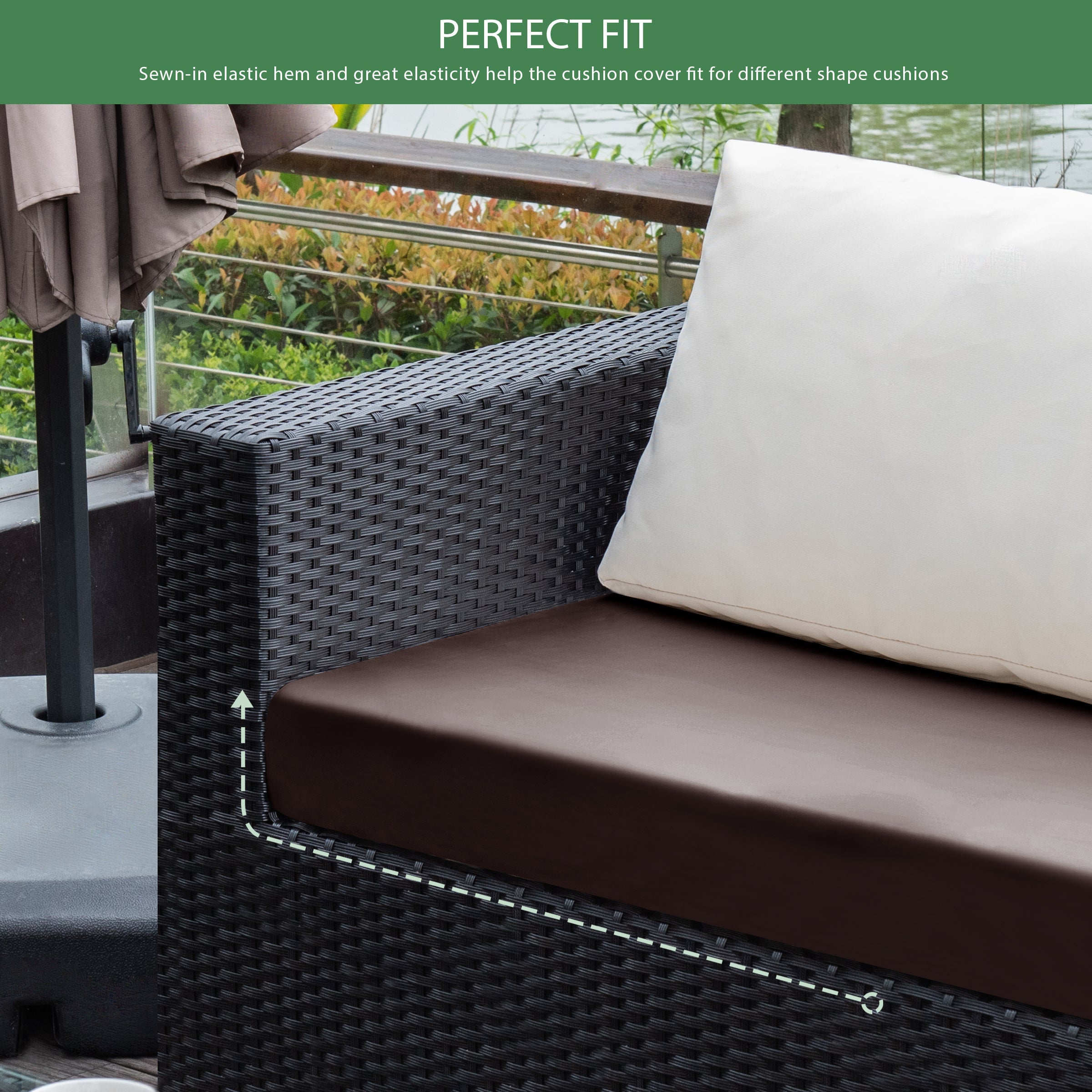 Subrtex Stretchy 1-piece PU Leather Seat Cushion Covers, Sofa, Chocolate