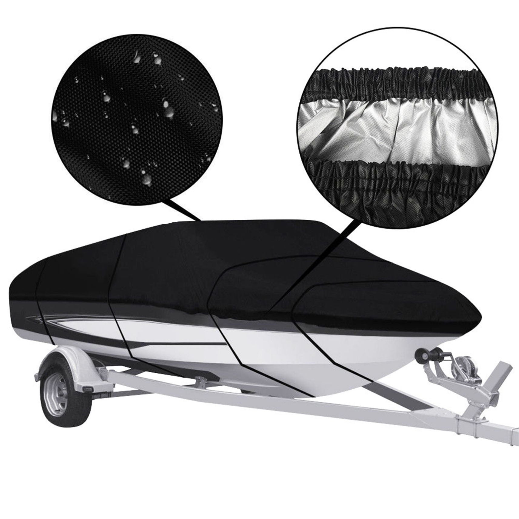 Trailerable Boat Cover, Heavy Duty Waterproof Boat Cover, 11-13FT UV Resistant Marine Grade Outboard Cover Compatible for Bass Boat, Fits Bayliner Tri-Hull V-Hull Fishing Runabout Boat, Black