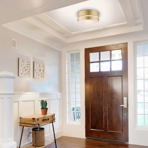 Aurora 2-Light Flush Mount Ceiling Light, Soft Gold, Inner Frosted Shade