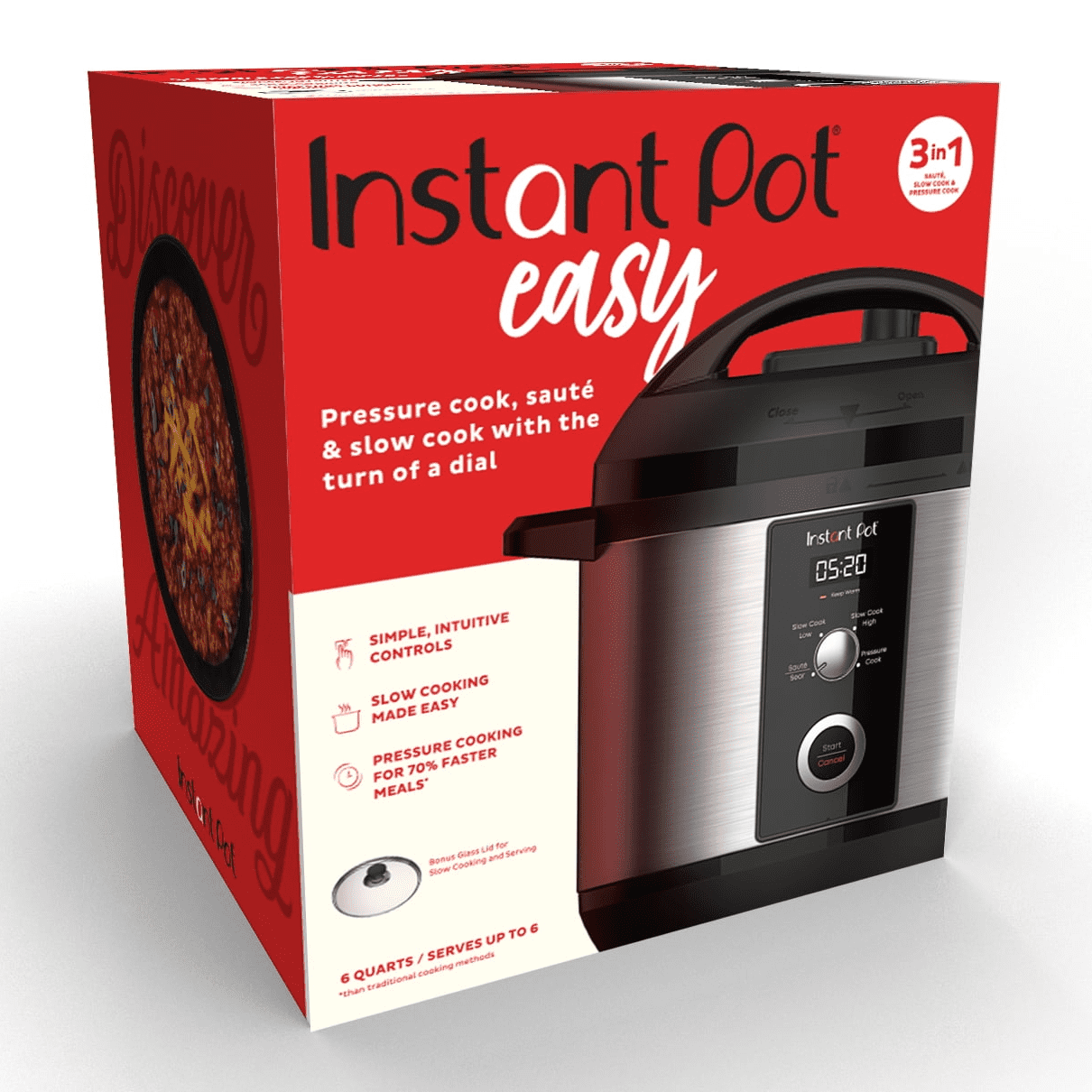 Instant Pot 6QT Easy 3-in-1 Slow Cooker, Pressure Cooker, and Sauté Pot
