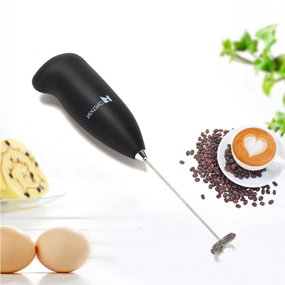 qucoqpe Electric Milk Frother, Handheld Battery Milk Foam Maker for Bulletproof coffee, Matcha, Hot Chocolate Stainless Steel Whisk Battery Operated Mini Drink Mixer Coffee Blender(Batteries Included)