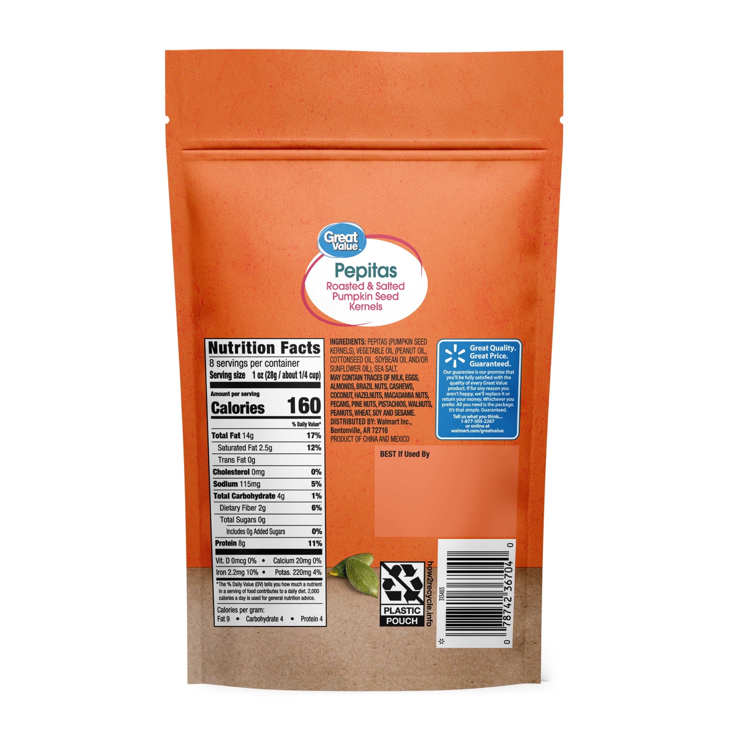 Great Value Pepitas, 8 oz