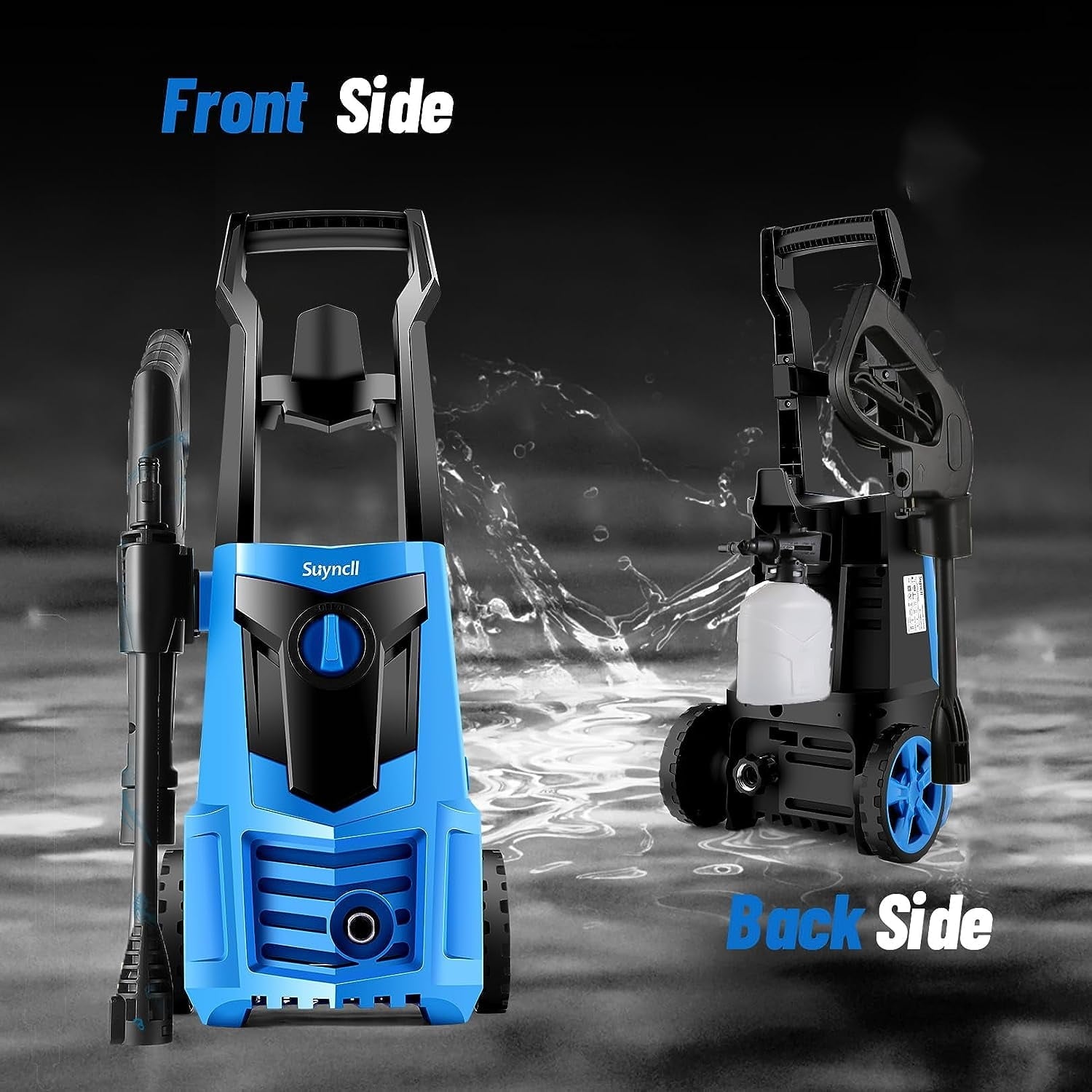 Electric Power Washer 1600W 2.0GPM, 20ft High Pressure Washer Hose + 35ft Power Cable, IPX5 Waterproof with 500ml Detergent Bottle, All-in-One Adjustable Nozzle, for Cars/Fences/Patios (Blue)