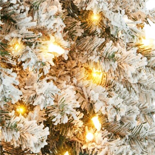 6/7.5ft Artificial Christmas Tree Pre-Lit Slim Pencil Xmas Tree w/ Warm Lights