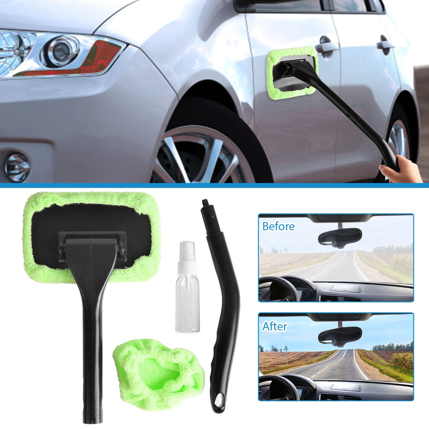 iMounTEK MicroFiber Windshield Cleaning Wiper Car Glass Window Cleaning Brush Kit Tool