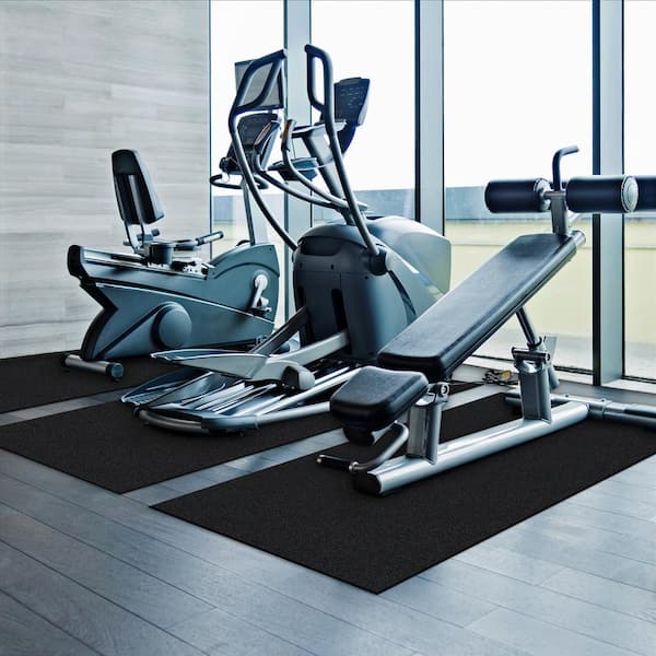 Black 37 in. x 90 in. Exercise Equipment Mat