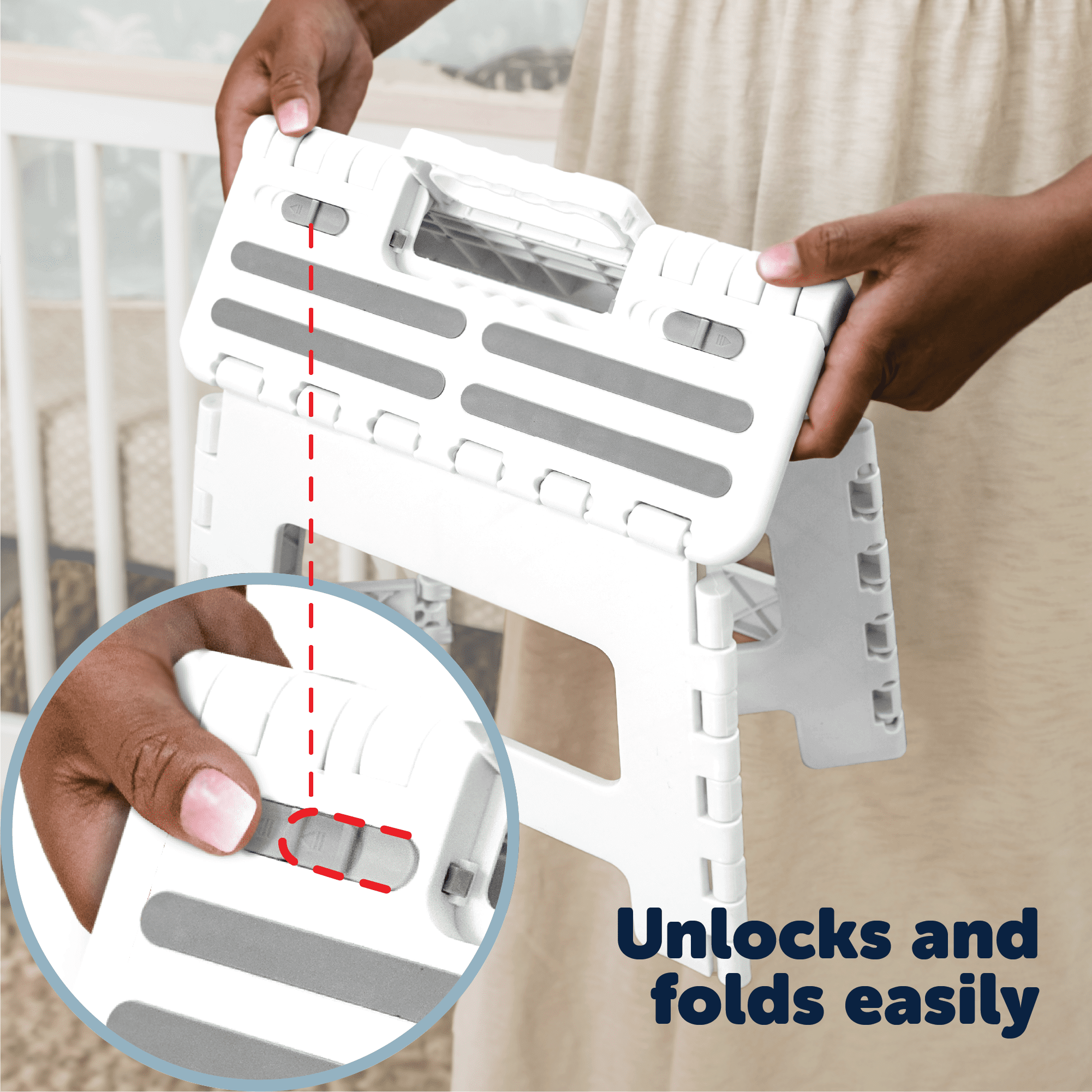 Jool Baby Click 'N Climb Locking Step Stool, Non-Slip, Carry Handle - White