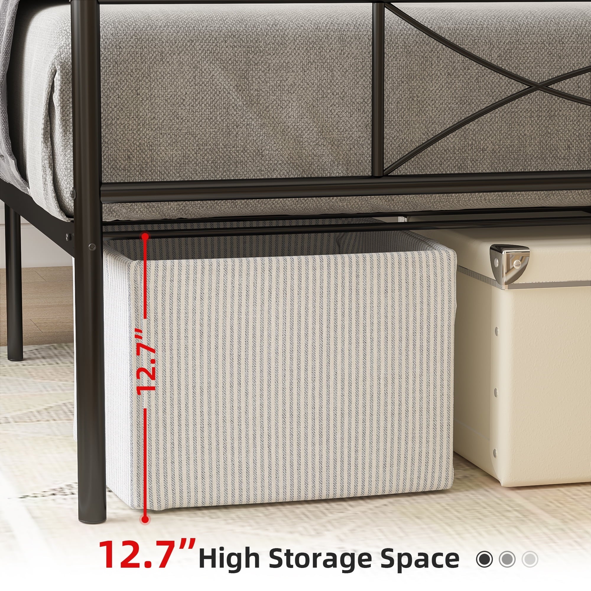 Yoneston Metal Bed Frame Mattress Foundation with Headboard and Footboard, Twin, Black