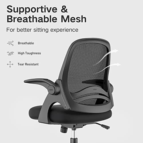Hbada Office Chair Desk Chair with Flip Up Arm, Breathable Mesh Ergonomic Off...