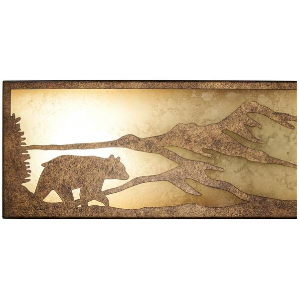 Ansley Pine 24 in. 3 Light Rustic Bronze Vanity Light Bar with Sunset Glass