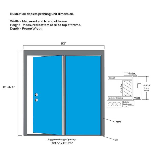 63 in. x 81.75 in. Grilles Between Glass Fiberglass Smooth Prehung Right-Hand Inswing 15 Lite Stationary Patio Door