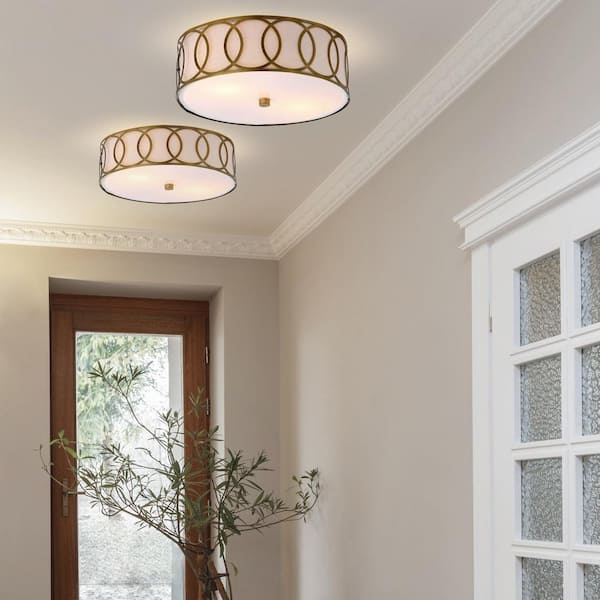 Aria 2-Light 12.25 in. Metal LED Flush Mount, Brass Gold