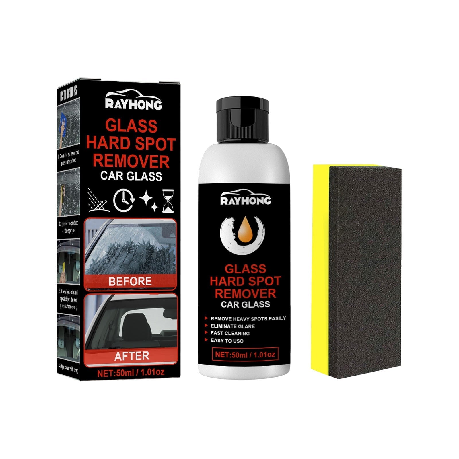 SHENGXINY Household Cleaners Clearance Rayhong Oil Paste For Car Glass, Paste For Deep Cleaning And Polishing Of Glasses, For Removing Spots On The Windshield (50Ml)