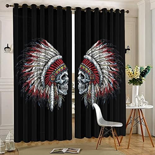 Cool Skull Curtains Fantasy Galaxy Gothic Skull Rose Flower Grommet Blackout Curtains for Bedroom Thermal Insulated Energy Efficient Noise Reducing and Light Blocking 42x63in 2 Panels