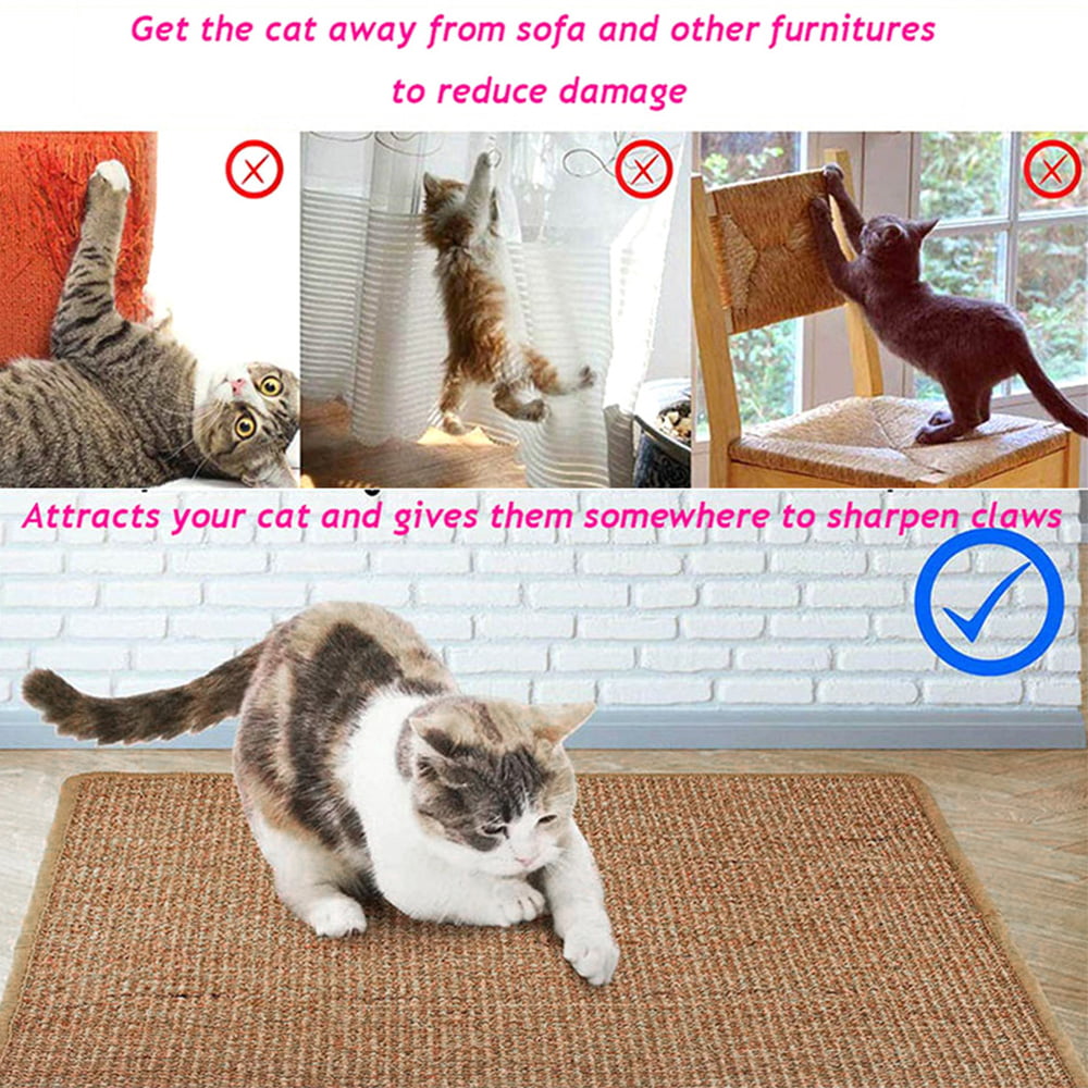 HOTBEST Cat Scratching Mat, Natural Sisal Mat,Anti Slip Cat Scratcher Pad for Protect Carpets and Sofas Durable and Safe Will Not Harm Cat Paws(30 * 40cm)