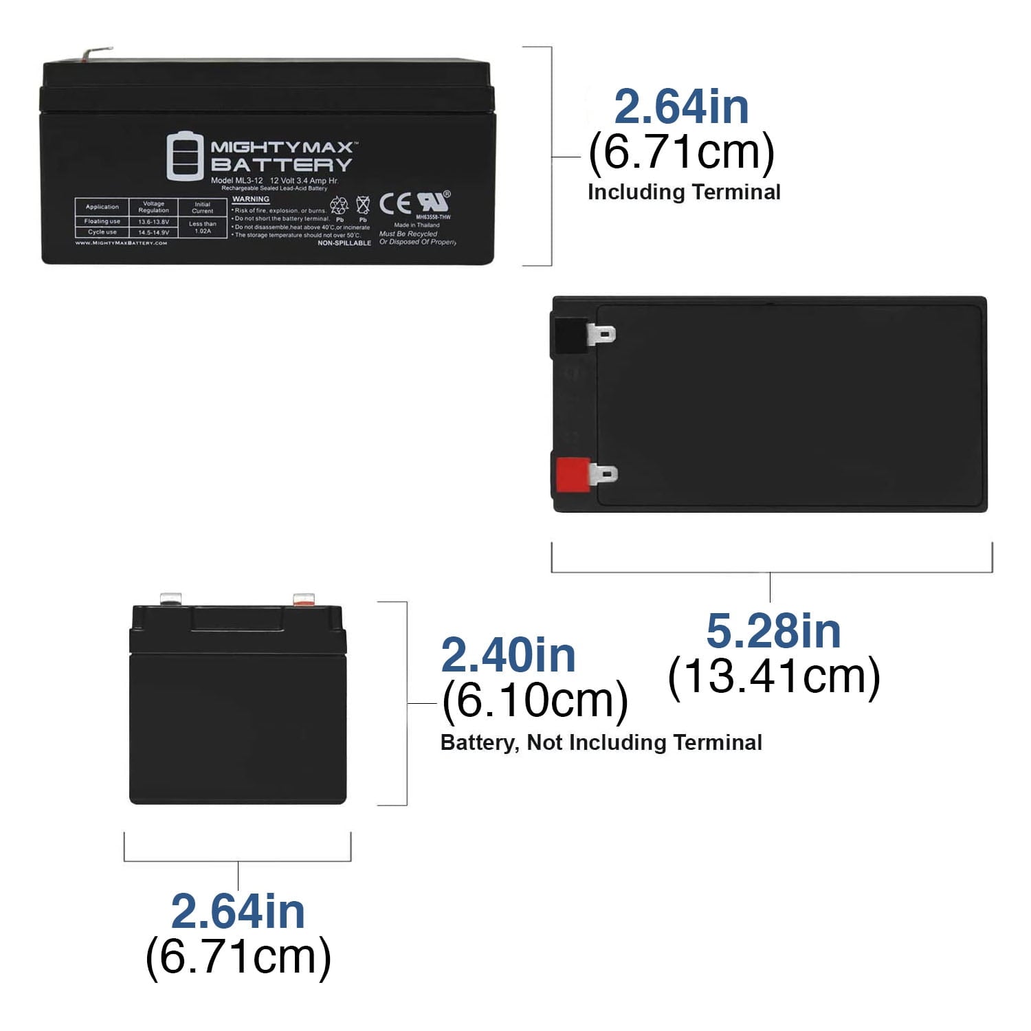 ML3-12 12V 3.4ah UPS Replacement Battery for APC BACK-UPS ES BE350G