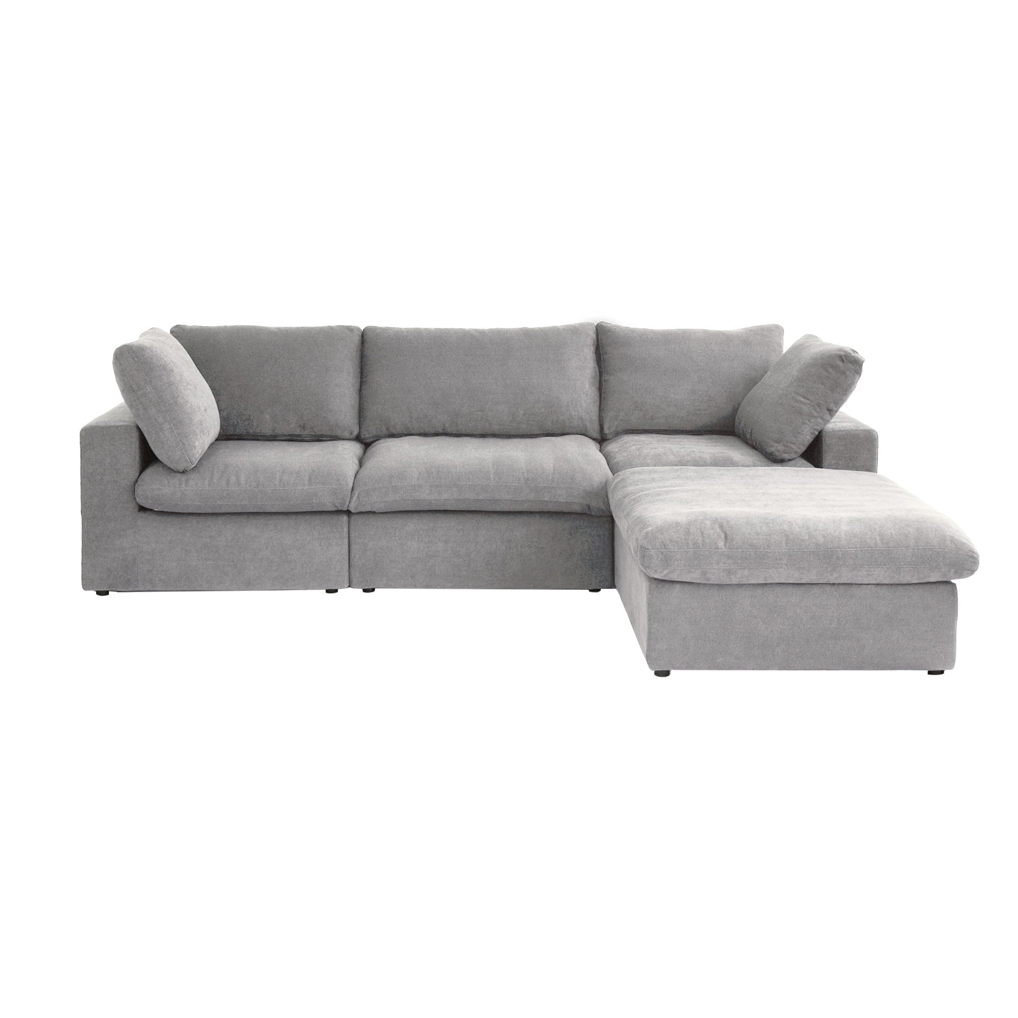 Magic Home Convertible Modular Sectional Sofa Couch,Modern Linen Fabric Sofa Free Combination Couch,L-Shaped Sofa 3-Seat Sofa with Ottoman for Living Room,Apartment and Small Space,Light Gray