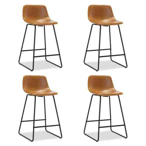 LUE BONA Bar Stools Counter Height Faux Leather Metal Frame (4-Set)