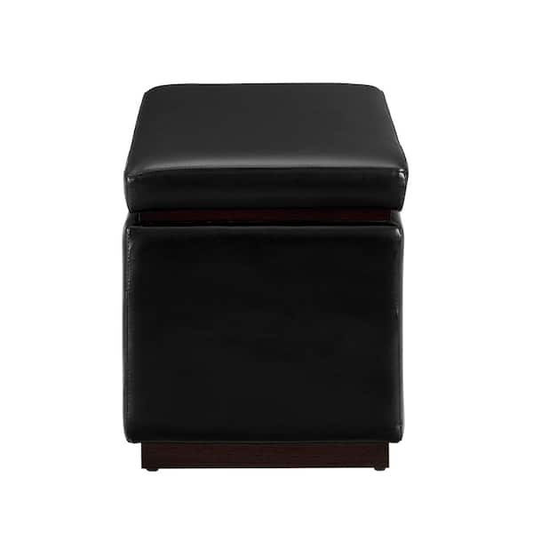 Savoy Black Faux Leather Rectangle Ottoman