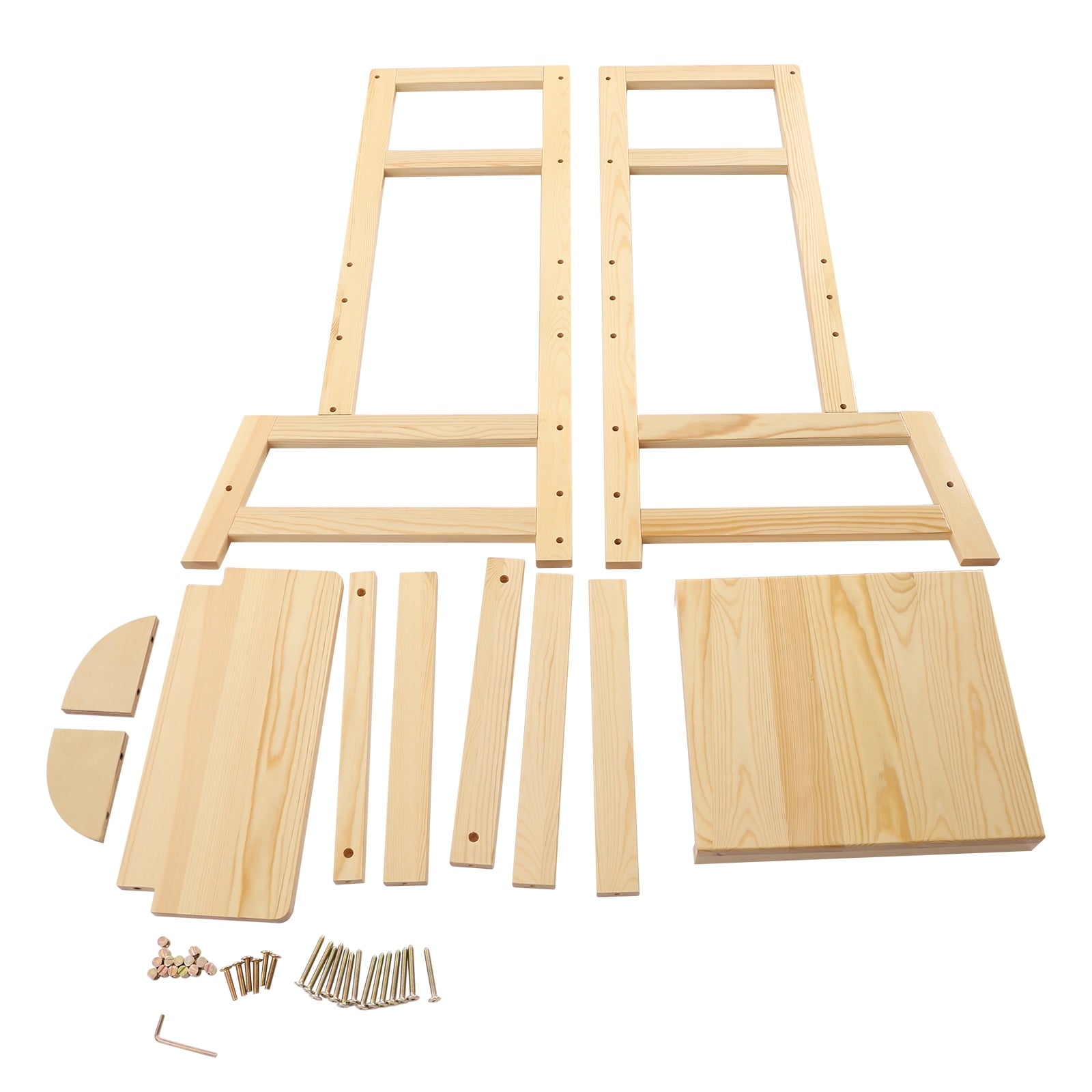 Kitchen Step Stool with Safety Rails Natural