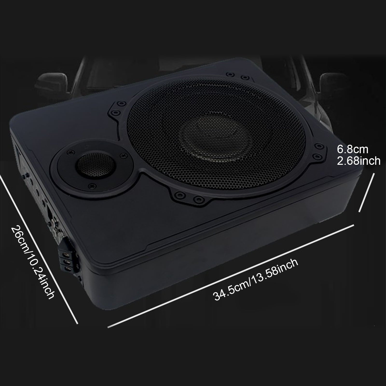 8'' Under-Seat Active Car Subwoofer Audio Speaker Bass Amp Sub Box Slim 600W Subwoofer Sub Audio Amplifier 600W