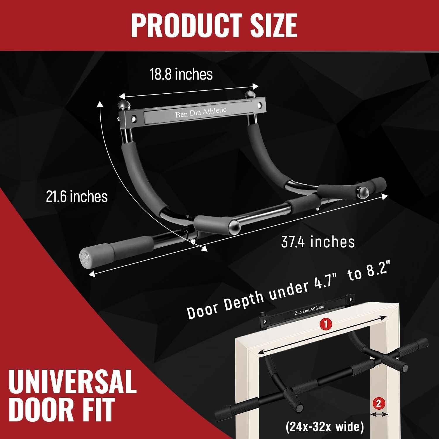 Pull Up Bar/Hanging Chin Up Bar, Sturdy Steel Frame Pull Up Bar for Doorway with Foam Handles - Support 300 Pounds - Portable & Easy Installation Door Frame Pull Up Bar for Home Excercise Workout bar