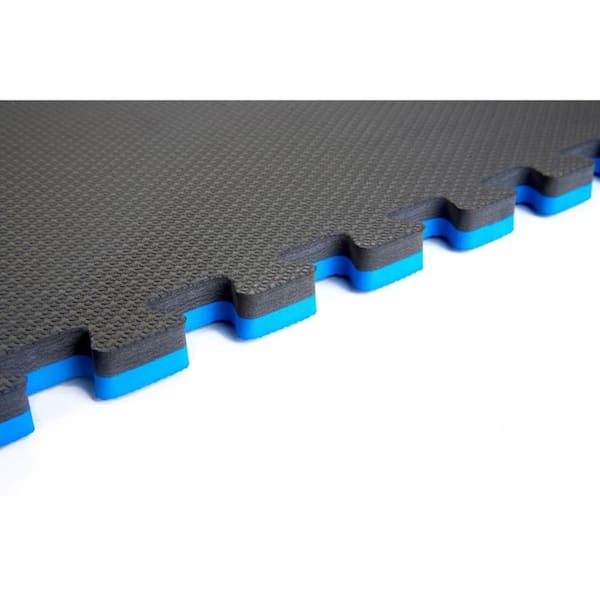 Blue/Black 24 in. x 24 in. EVA Foam Sport Multi-Purpose Reversible Interlocking Tile (32-Tile)